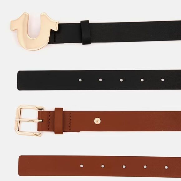 True Religion 2PC Horseshoe Buckle Belt Set main image 4
